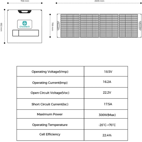 Фото - Портативна сонячна панель Choetech 300 Вт 300w Travel Solar Panel (SC075)